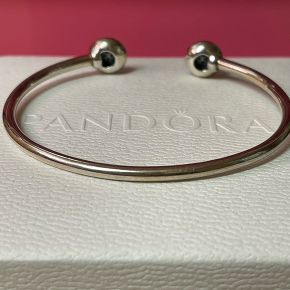 Pandora Retired Authentic Pave Signature Open Bangle ALE S925 - Picture 2 of 3